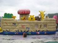 Inflatable Ship Playground With Cartoon Animals For Kids Amusement