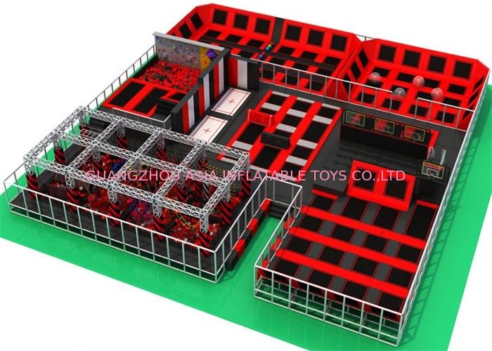 Childrens Bounce Trampoline Park With Ninja Warrior Course And Climbing Wall